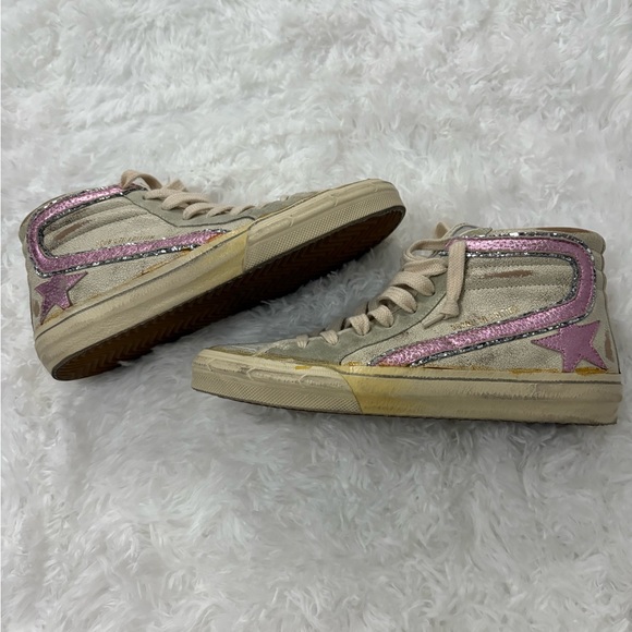 Golden Goose Pink and Cream Sneakers